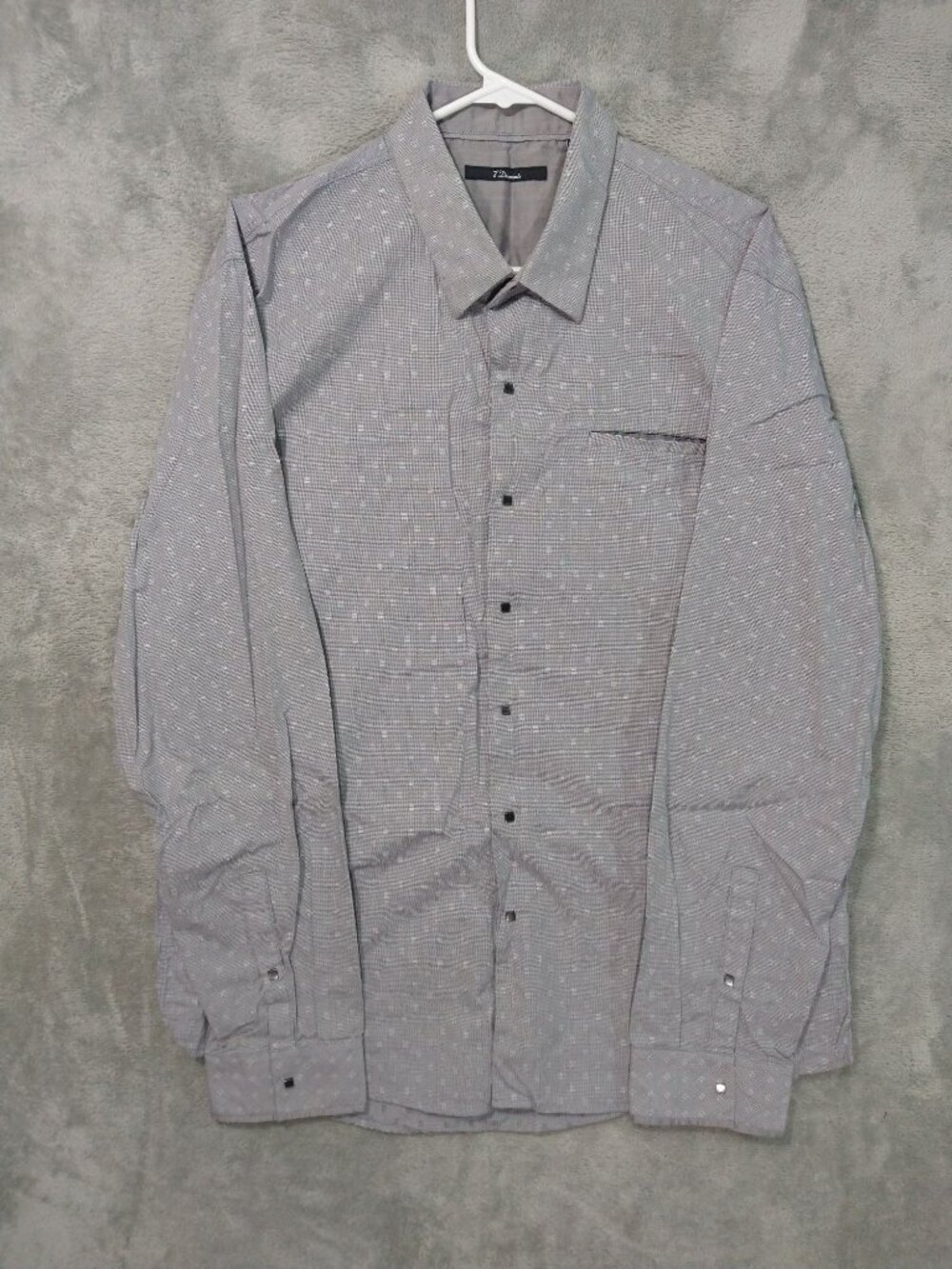 7 Diamonds Shirt Mens 2XL Gray Long Sleeve Button Down Cowboy Western Metal Snap